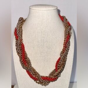 ❤️ Vibrant Red & Gold Twisted Rope Chain Necklace 🏆